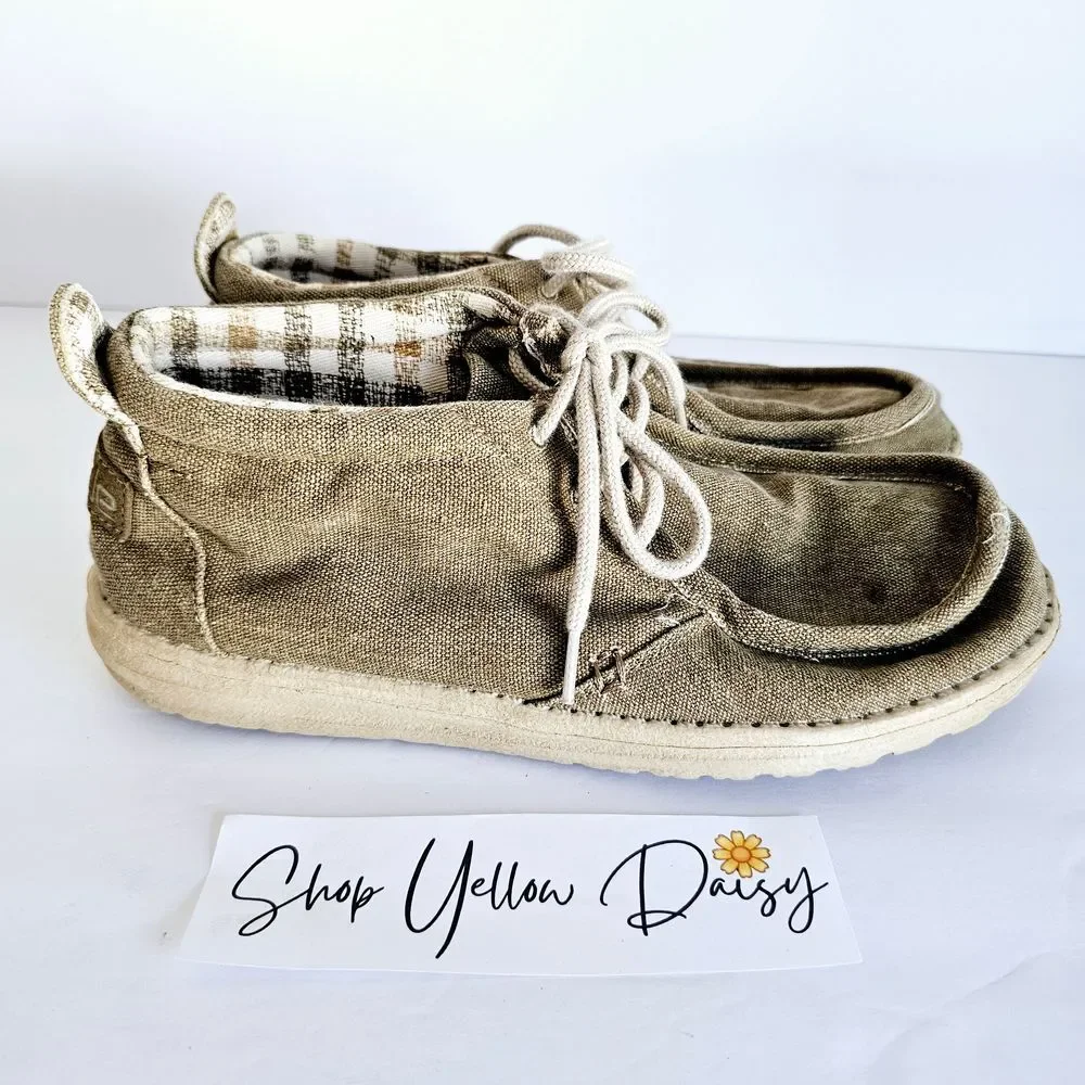 Hey Dude Mens Conrad L Nut Canvas High Top Loafer Slip On Shoes‎ Sz 8 - Sh339.15